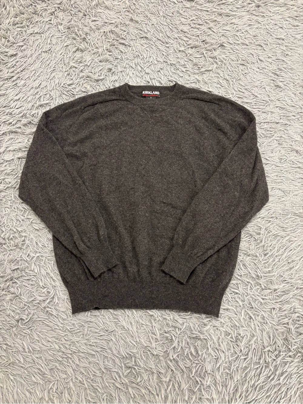 Kirkland Signature Sweater Mens XL Grey 100% Cashmere Crewneck Minimalist Preppy